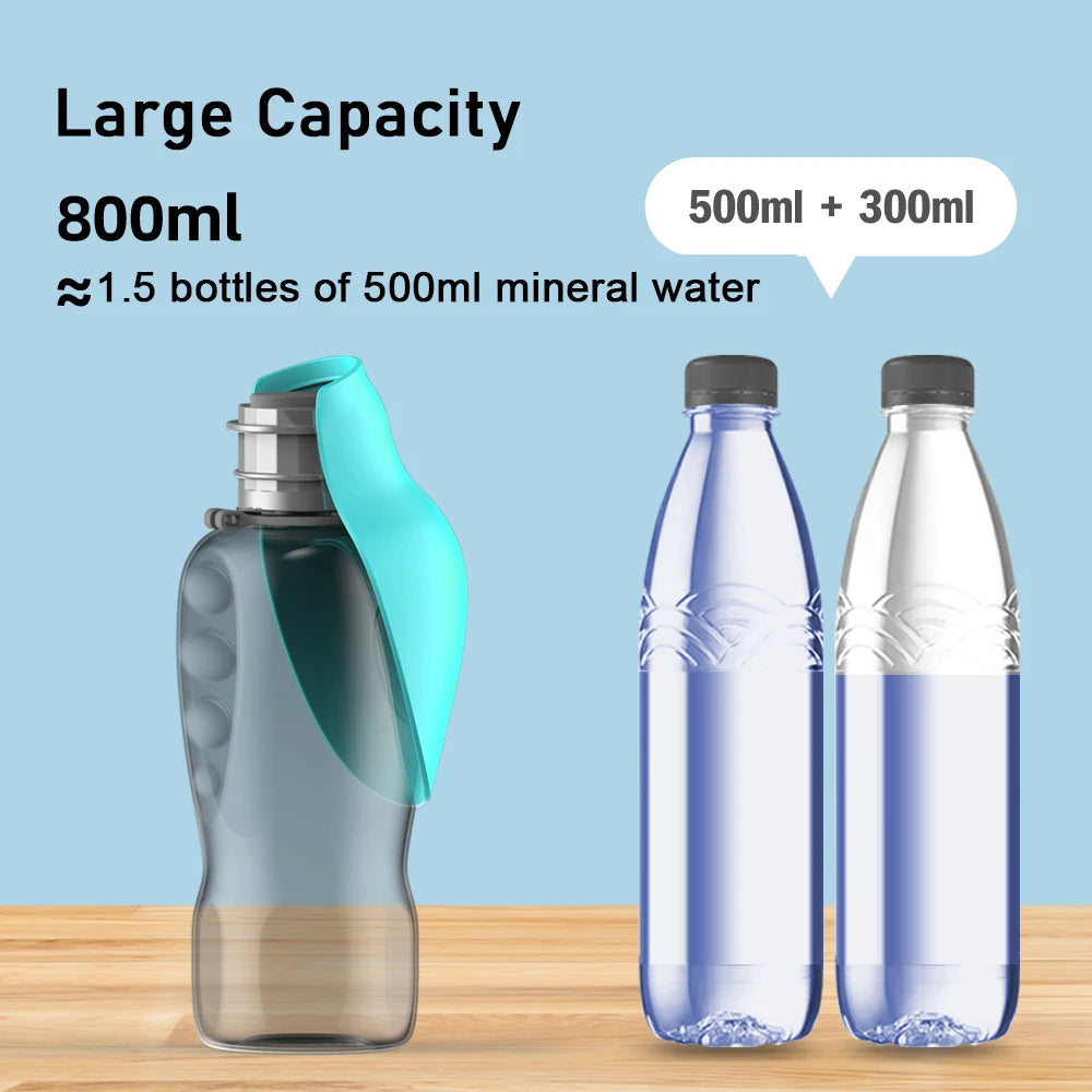 Foldable Large Pet Water Bottle 800ml Leakproof Portable Water Dispenser for Small Dogs Cats Outdoor Walking Puppy Drinking Bowl