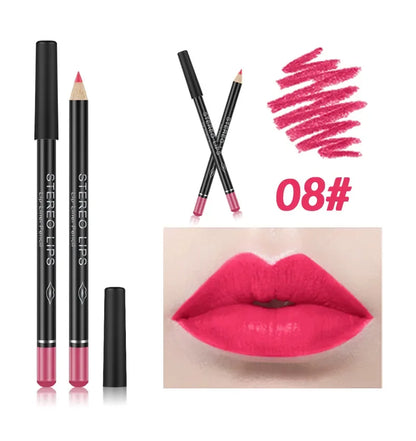 12 Color Matte Lipliner Penci Sexy Red Lip Contour Pen Lip Tint Lipstick Lasting Non-stick Cup Waterproof Lips Makeup Cosmetics