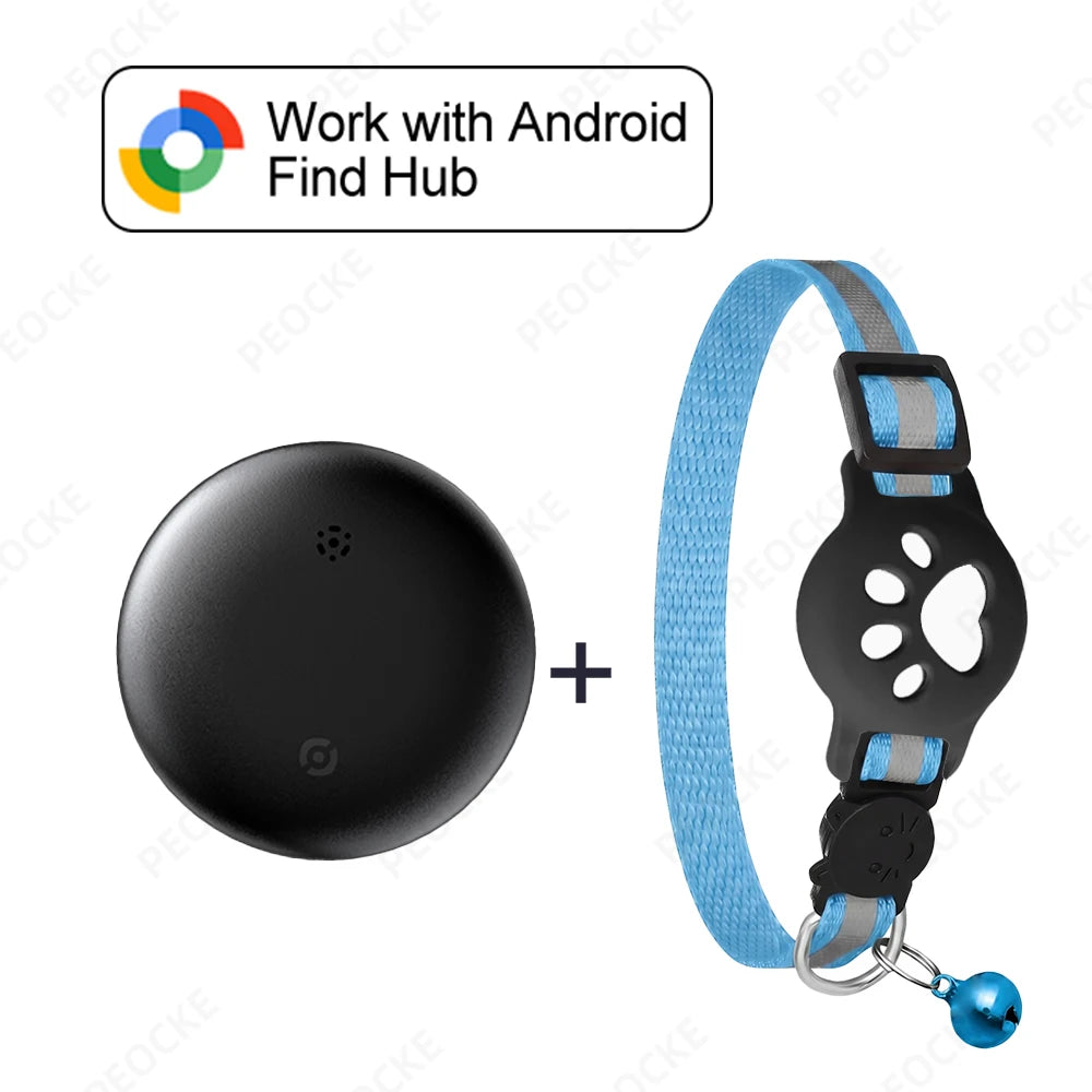 Bluetooth Smart Tracker Compatible with Google Find Hub Device GPS Anti-lost Locator Pet Cat Tracker with Adjustable Cat Collar