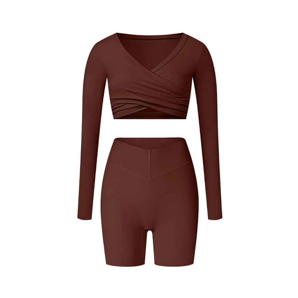 2PCS Yoga Suit Sports Set Women Tracksuits Gym Set Women Running Training Flared Pant Long Sleeve Sports Shirt Workout Clothing