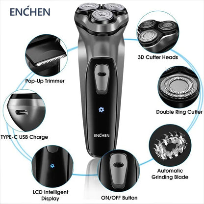 Shaver for Men 3D Floating Blade Washable Type-C USB Rechargeable Shaving Beard Machine