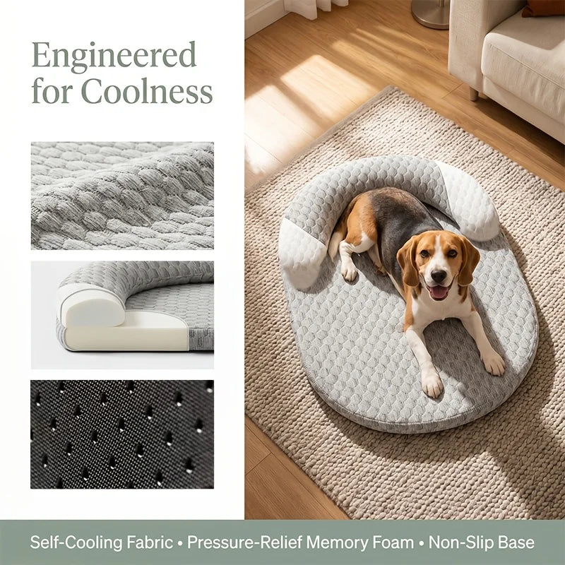 Cooling Orthopedic Dog Bed Breathable Summer Pet Bed Raised Edge Washable Nonslip Mat Small Medium Large Dogs Cats All Season