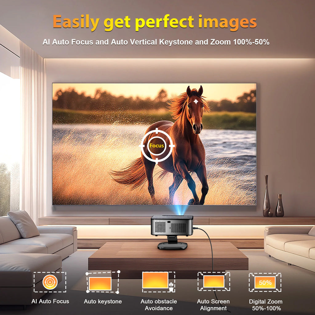 XIWBSY 2026 4K Outdoor Projector 40000Lumens AutoFocus Smart Projector 8K Video Home Theater WiFi6 BT5.3 Protable Proyector