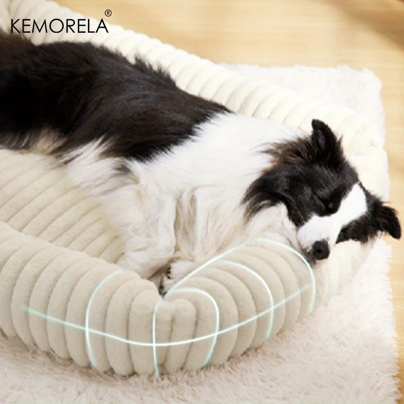 Orthopedic Plush Dog Bed Mattress High Resilience Support All Seasons Fluffy Pet Bed for Medium to Large Dogs Bedroom Friendly