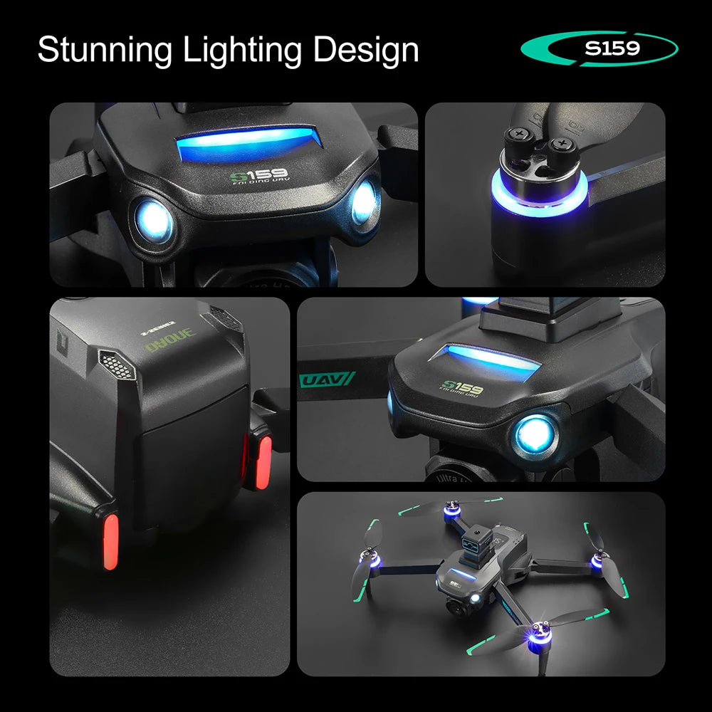 Professional S159 GPS Drone 8K HD Dual Camera With Screen 5G WIFI 360°Obstacle Avoidance Brushless Foldable Quadcopter Dron Toy