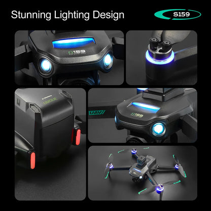 Professional S159 GPS Drone 8K HD Dual Camera With Screen 5G WIFI 360°Obstacle Avoidance Brushless Foldable Quadcopter Dron Toy