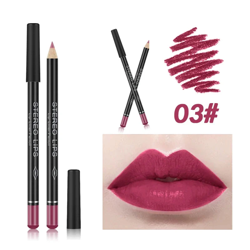 12 Color Matte Lipliner Penci Sexy Red Lip Contour Pen Lip Tint Lipstick Lasting Non-stick Cup Waterproof Lips Makeup Cosmetics