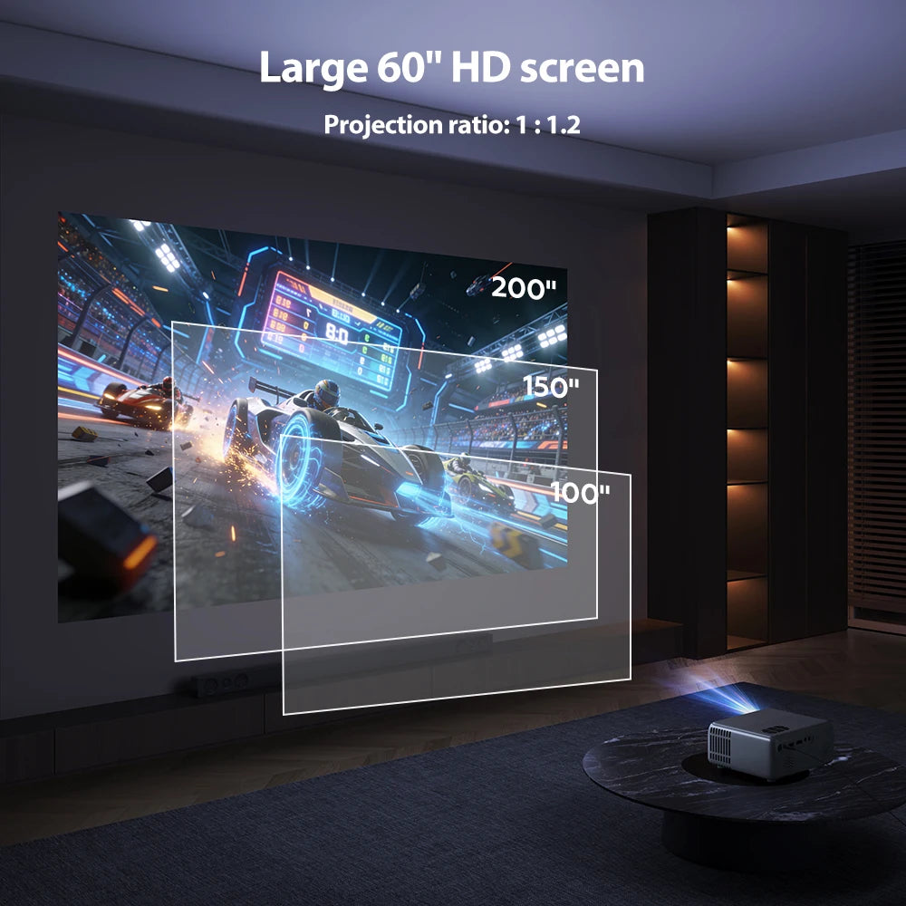 iSinbox Mini Android12 Projector 4K Native 720P Supported Portable Movie Projector Adjustable Angle Smart Video Beam BT5.0 WiFi6