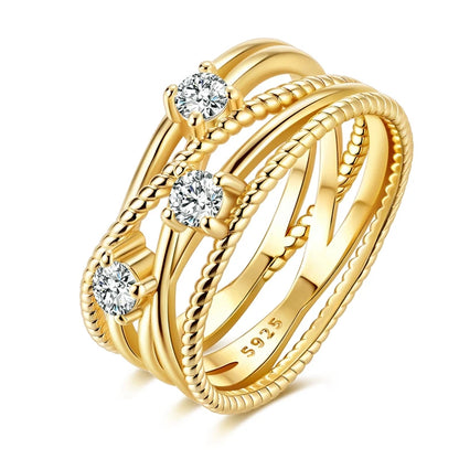 Gold Color 925 Sterling Silver Rings Sparking Popular LOVE Wedding Ring Certified Woman Rings Jewelry Anniversary Gifts 2025 NEW