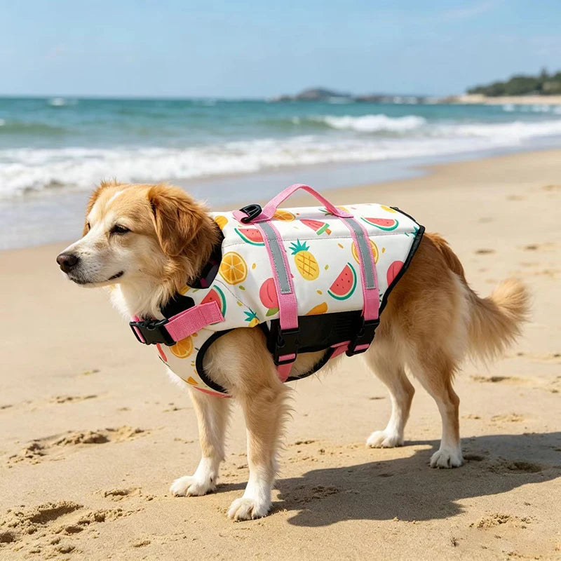 Summer Dog Life Jacket Reflective Adjustable Large Dogs Swimwear Safety Vest Surfing Sailboat Enhanced Buoyancy Pet Lifejackets