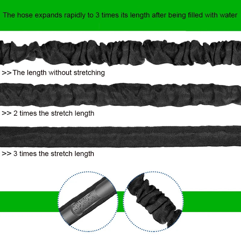 25FT-200FT Expandable Magic Hose Home Garden Watering Water Pipes High-Pressure Car Wash Cleaning Water Gun Gardening Supplies