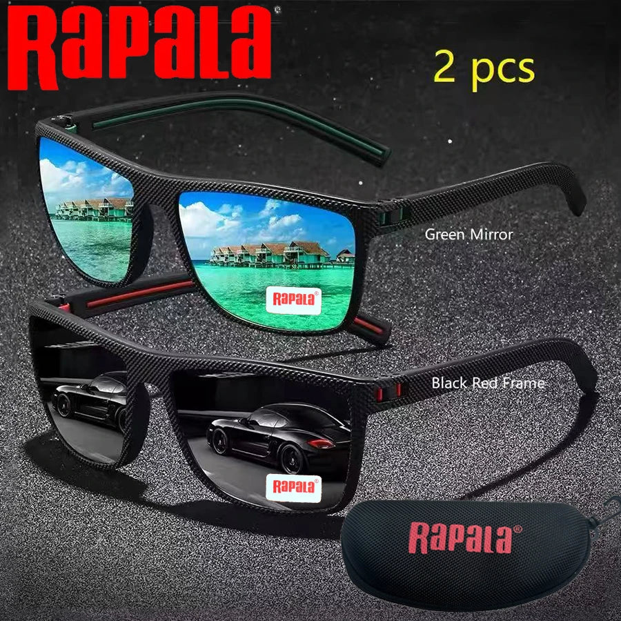 2PCS Rapala Fashion Vintage Square Polarized Sunglasses Men Women Driving Fishing  Designer Sun Glasses Driver's Eyewear UV400