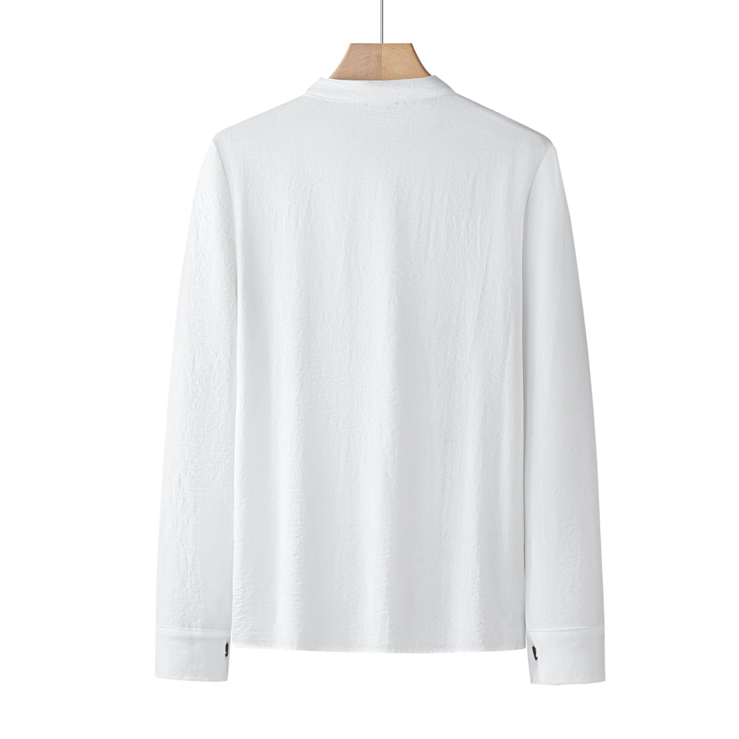 2025 New Style Men's Linen V-Neck Shirt Loose Top European Style Cardigan Linen Long-Sleeved Shirt