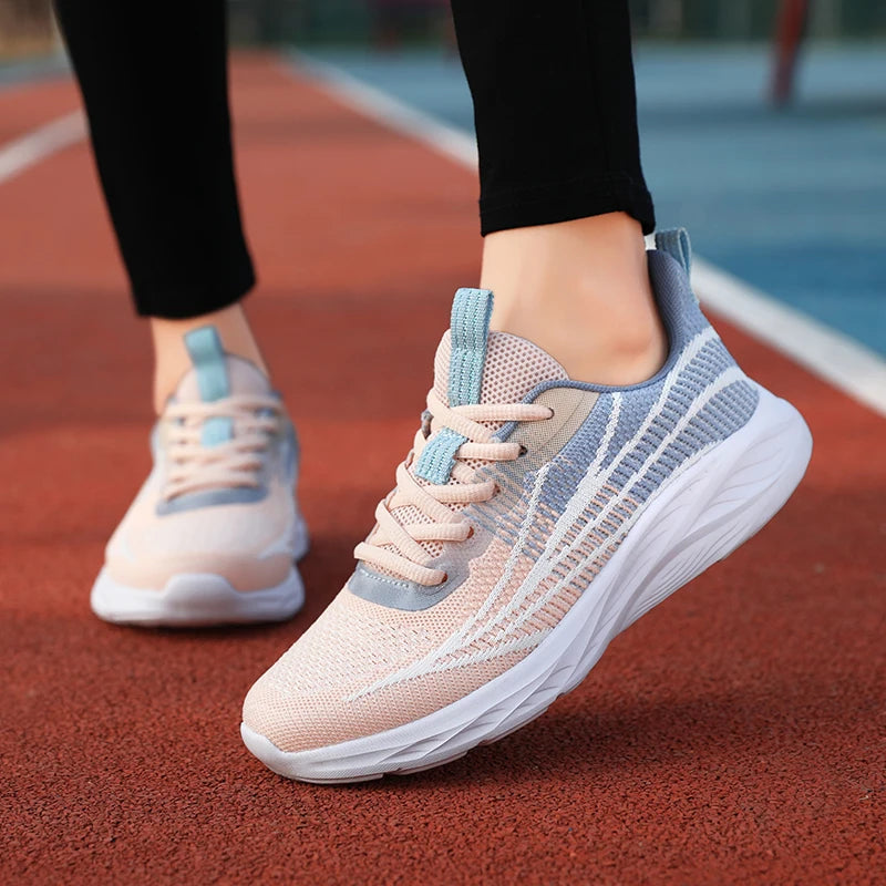 Outdoor Running Shoes Women Thick-soled Breathable Soft Lace-up Sports Shoes Women Anti-slip Mesh Casual Shoes Women