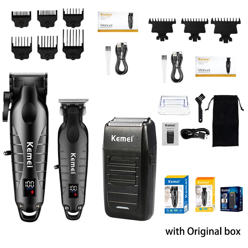 Kemei Hair Clipper Kit for Men, Electric Shaver, Hair Trimmer, Professional Cutting Machine,