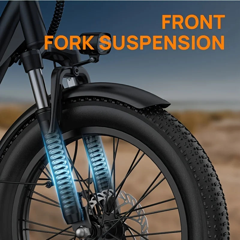URLIFE 1000W E20 Electric Bike | 48V 13Ah Removable Battery, 20MPH, 20''X3" Fat Tire, 7-Speed E-Bike with Dual Disc Brake