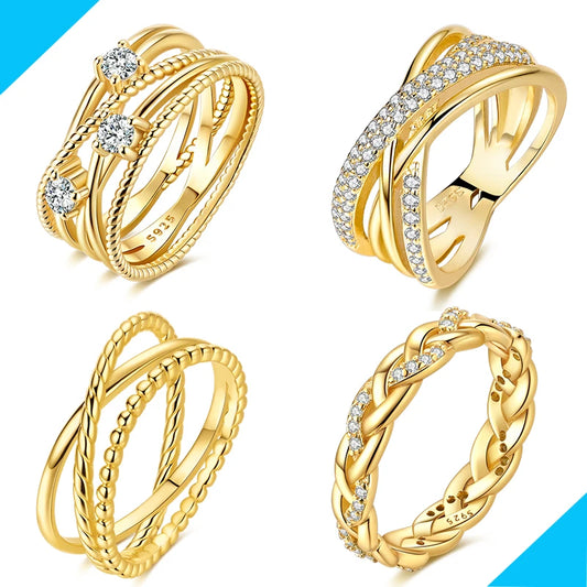 Gold Color 925 Sterling Silver Rings Sparking Popular LOVE Wedding Ring Certified Woman Rings Jewelry Anniversary Gifts 2025 NEW