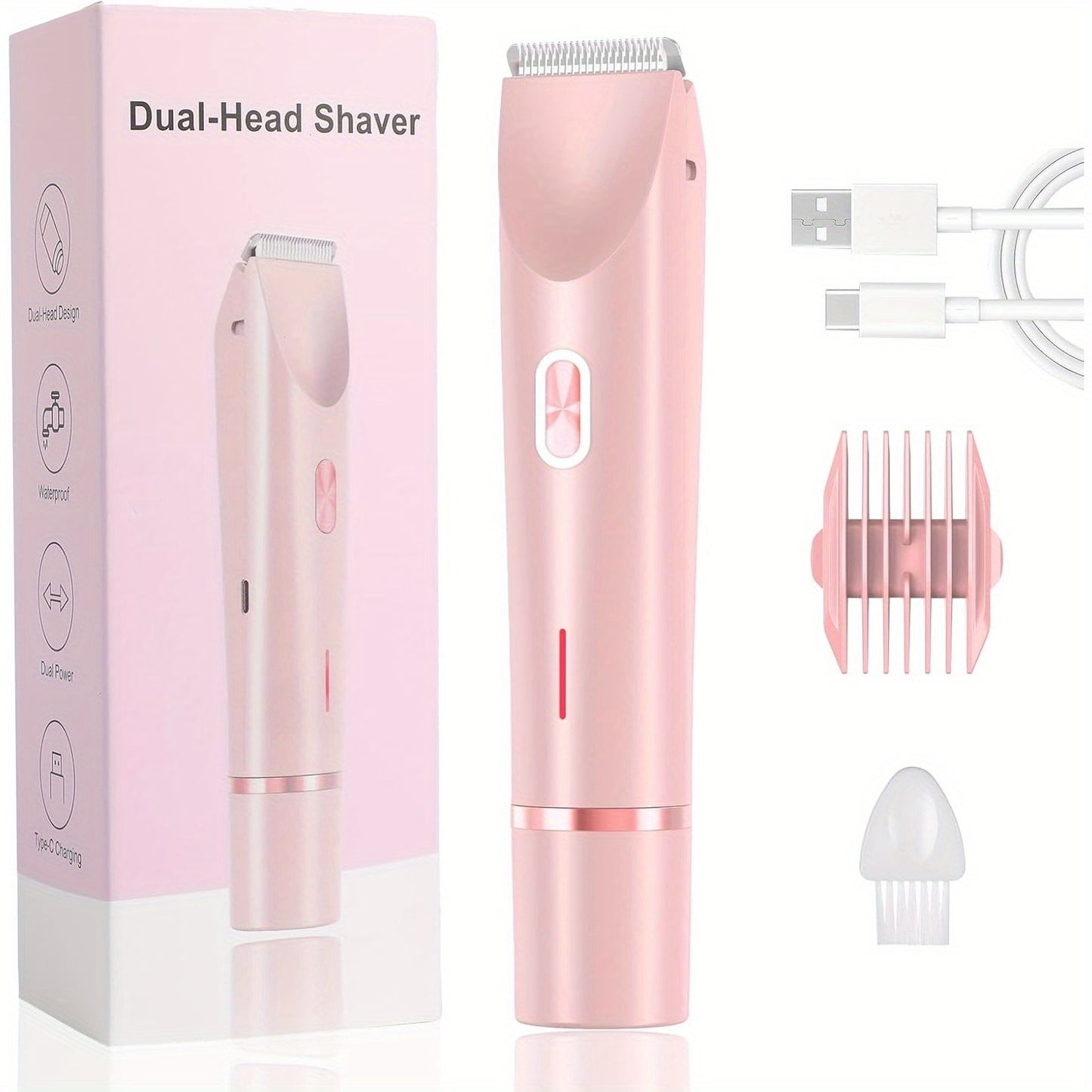 Women'S Electric Shaver and Bikini Trimmer 2-in-1, Dual-Head, Portable, USB Rechargeable, Lithium Battery, Stainless Steel Blade, Ideal for Underarm, Legs, and Face Hair Removal, Perfect Valentine'S Day Gift (Pink/Blue/Purple