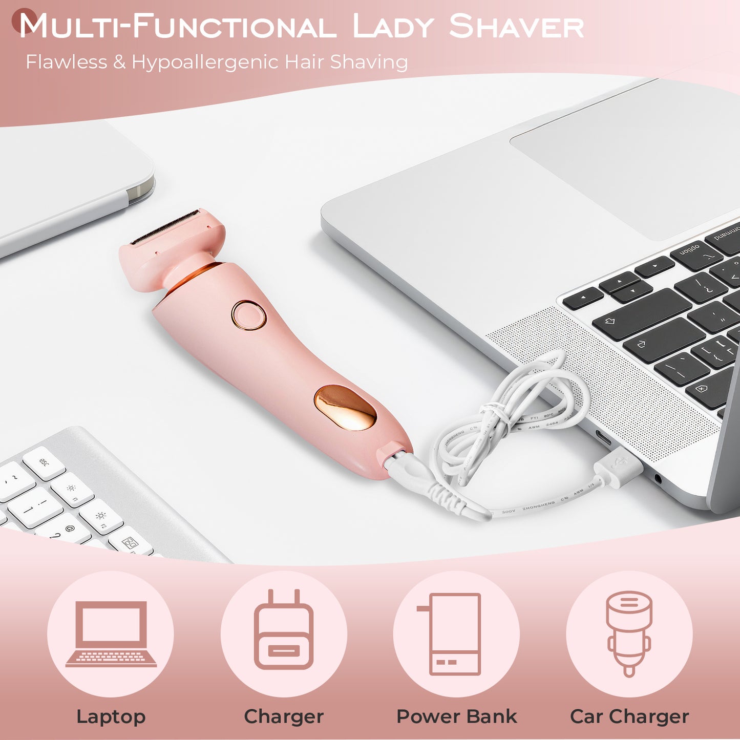 2-in-1 Lip & Body Shaver for Women - IPX7, Portable Electric Razor with Stainless Steel Blades, Ideal for Lips, Chin, Armpits, Peach Fuzz, Fingers, Neck & Cheeks - Perfect Gift for Her, Beauty Razor|Modern Aesthetic|Stainless