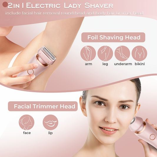 2-in-1 Lip & Body Shaver for Women - IPX7, Portable Electric Razor with Stainless Steel Blades, Ideal for Lips, Chin, Armpits, Peach Fuzz, Fingers, Neck & Cheeks - Perfect Gift for Her, Beauty Razor|Modern Aesthetic|Stainless