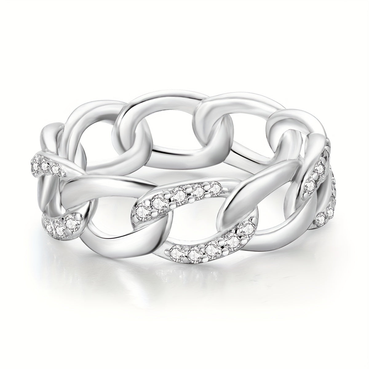 Original Design 925 Silver Plated White Gold Hypoallergenic High Quality Interlocking Sparkling Zircon Woman Ring Jewelry Gifts