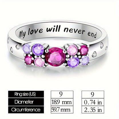 Original Design 925 Silver Hypoallergenic High Quality Colorful Zircon Pavé Infinitely Loving Woman Ring Jewelry Gift