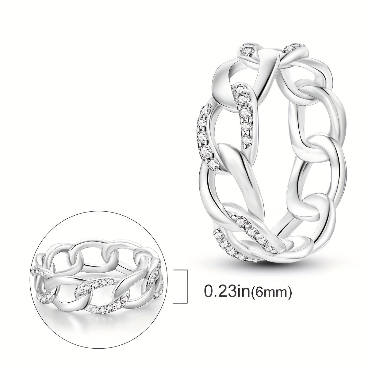 Original Design 925 Silver Plated White Gold Hypoallergenic High Quality Interlocking Sparkling Zircon Woman Ring Jewelry Gifts