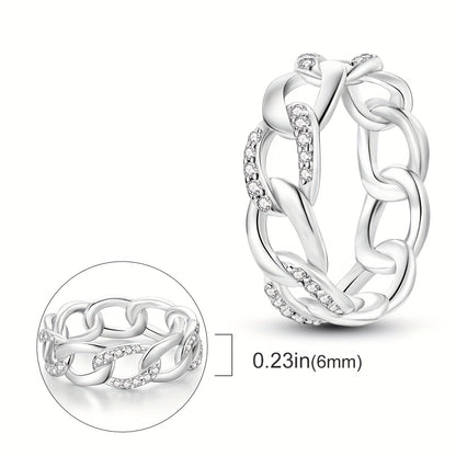 Original Design 925 Silver Plated White Gold Hypoallergenic High Quality Interlocking Sparkling Zircon Woman Ring Jewelry Gifts